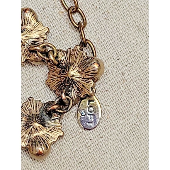 Ann Taylor Loft Rhinestone Collar Necklace Antiqued Champagne & Cream Faux Pearl - Picture 8 of 9